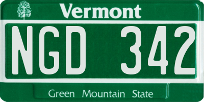 VT license plate NGD342