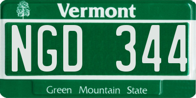 VT license plate NGD344