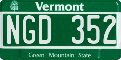 VT license plate NGD352