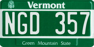 VT license plate NGD357