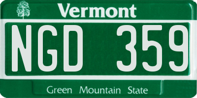 VT license plate NGD359