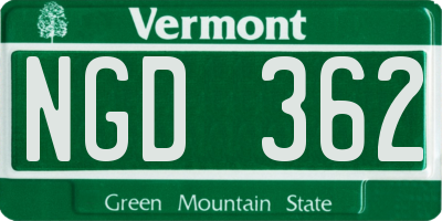 VT license plate NGD362