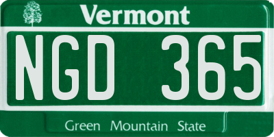 VT license plate NGD365