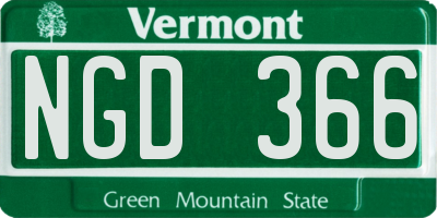 VT license plate NGD366