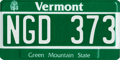 VT license plate NGD373