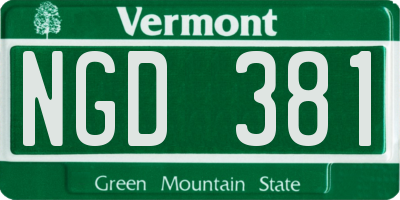 VT license plate NGD381