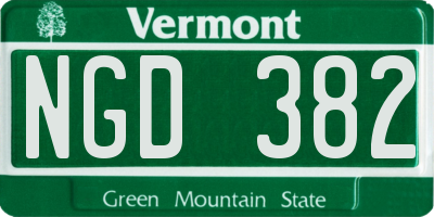 VT license plate NGD382