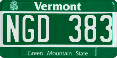 VT license plate NGD383