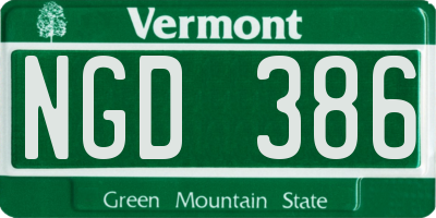 VT license plate NGD386