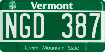 VT license plate NGD387