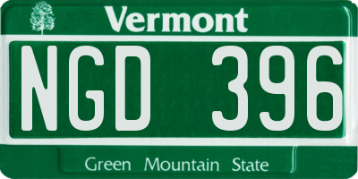 VT license plate NGD396