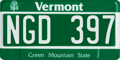 VT license plate NGD397