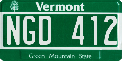 VT license plate NGD412