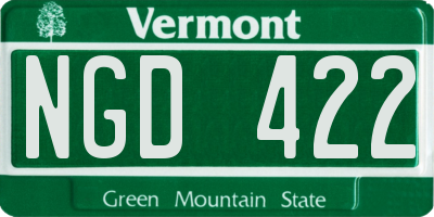 VT license plate NGD422
