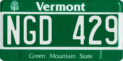VT license plate NGD429