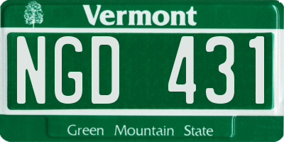 VT license plate NGD431