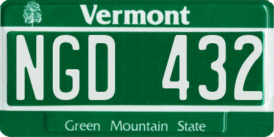 VT license plate NGD432
