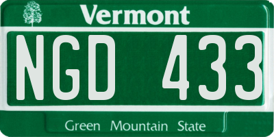 VT license plate NGD433