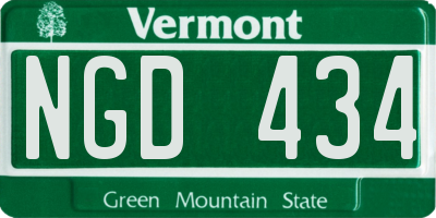 VT license plate NGD434