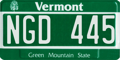 VT license plate NGD445