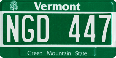 VT license plate NGD447