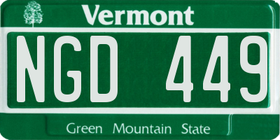 VT license plate NGD449