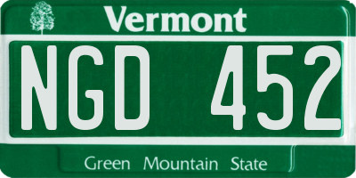 VT license plate NGD452