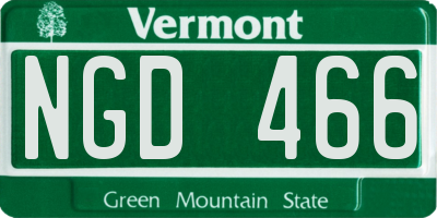 VT license plate NGD466
