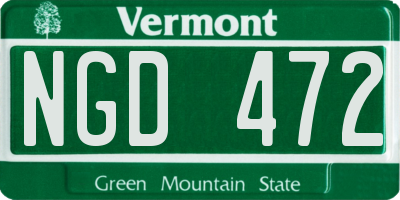 VT license plate NGD472