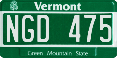 VT license plate NGD475