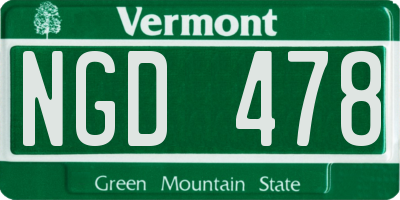 VT license plate NGD478