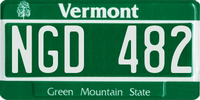 VT license plate NGD482