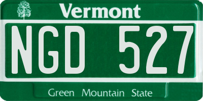 VT license plate NGD527