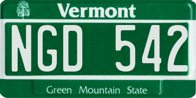 VT license plate NGD542