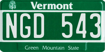 VT license plate NGD543