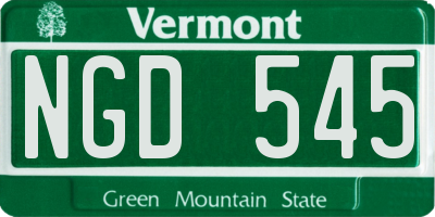 VT license plate NGD545