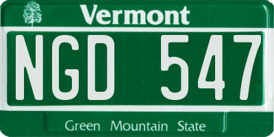 VT license plate NGD547