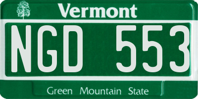 VT license plate NGD553