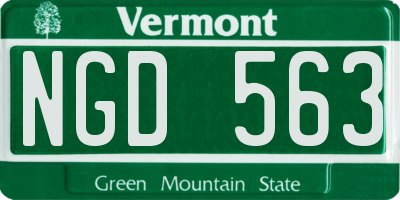 VT license plate NGD563