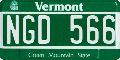 VT license plate NGD566