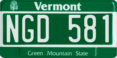 VT license plate NGD581