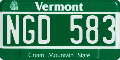 VT license plate NGD583