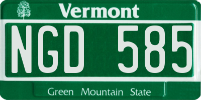 VT license plate NGD585