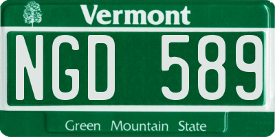 VT license plate NGD589