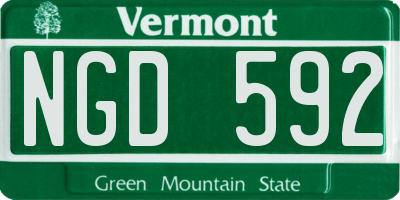 VT license plate NGD592