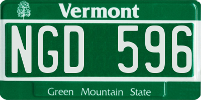 VT license plate NGD596