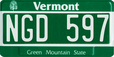 VT license plate NGD597