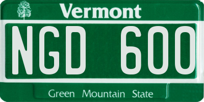 VT license plate NGD600
