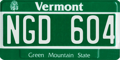 VT license plate NGD604