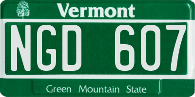 VT license plate NGD607